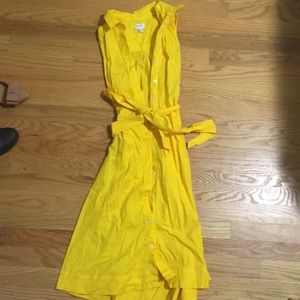 Yellow jcrew cotton shirt dress